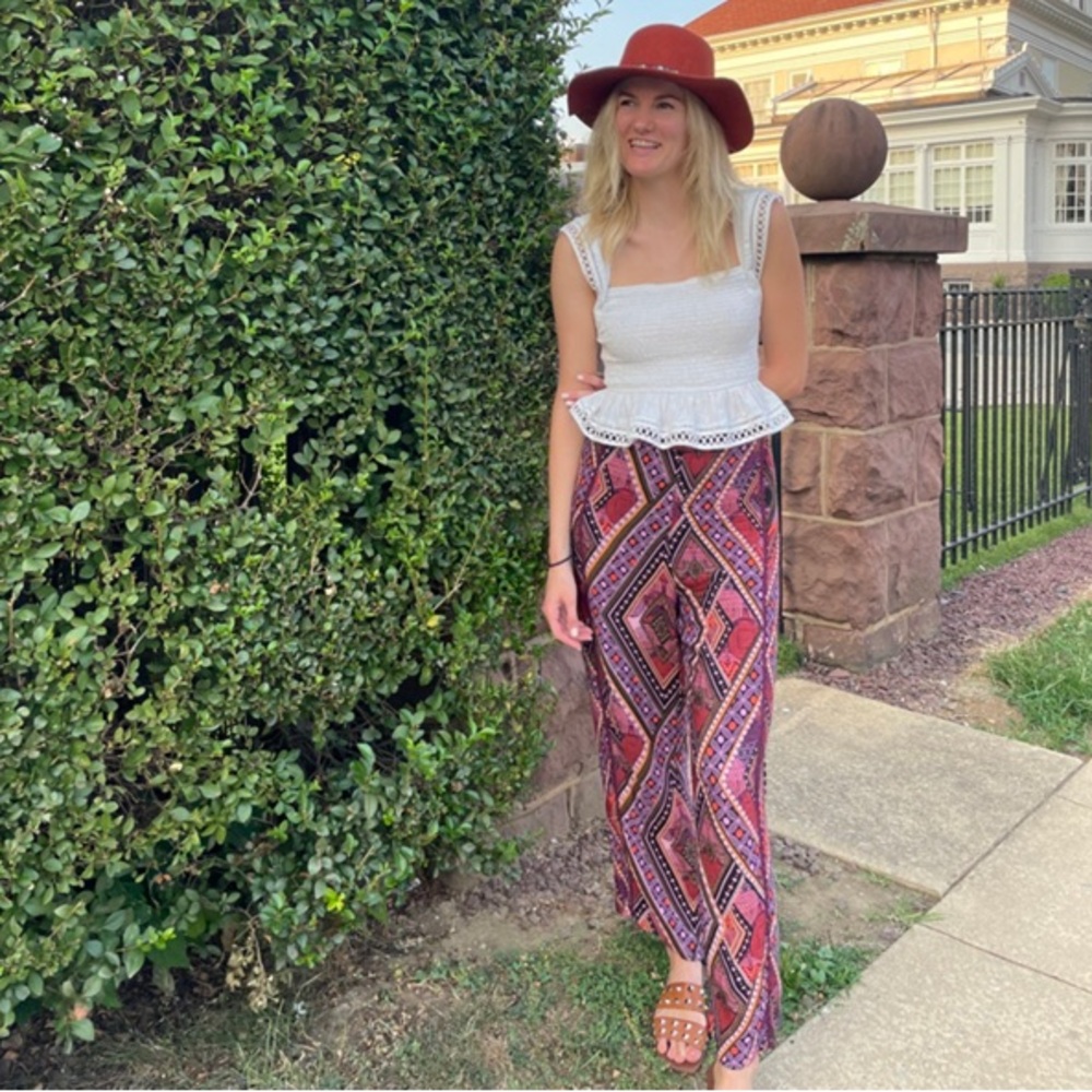 Anthropologie Layla Wide Leg Pull On Pants Size 4 Purple Boho Beachy Summer Crop - Picture 11 of 11
